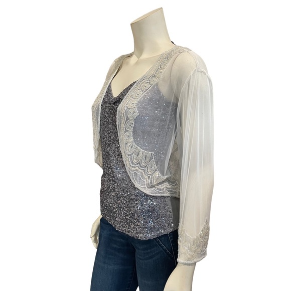 Vintage Beaded and Sequined Bolero Jacket - Picture 4 of 10
